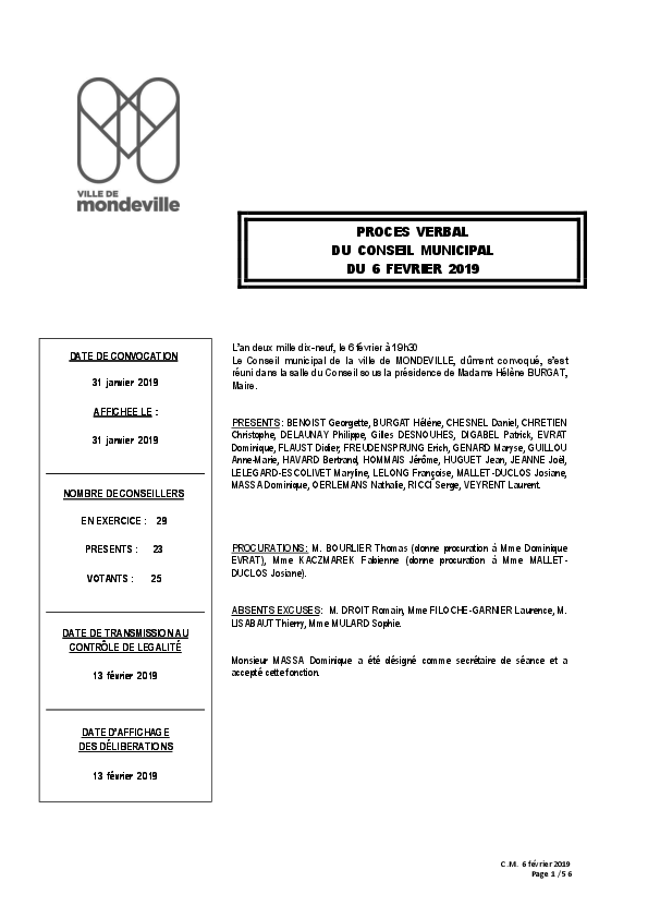 PV C.M. 6 février 2019