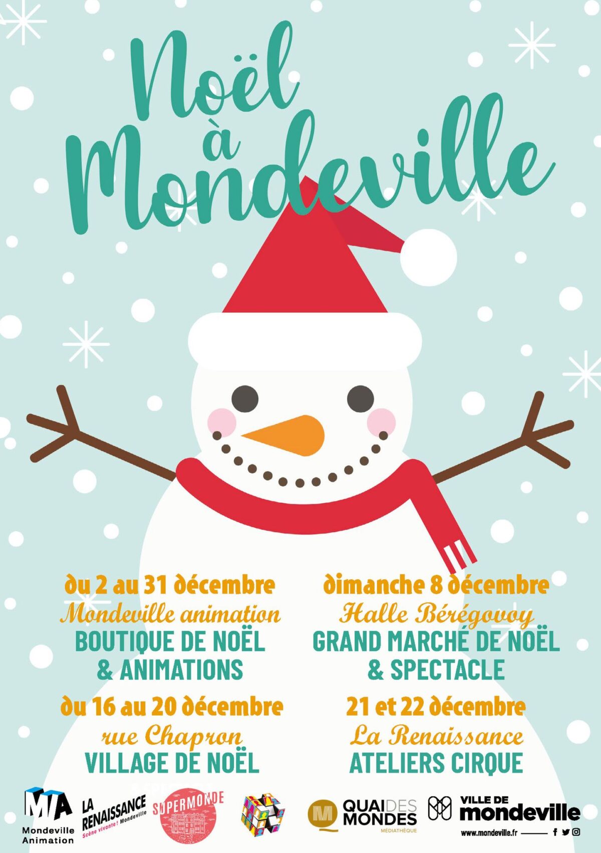 visuel du programme des animations de Noël à Mondeville