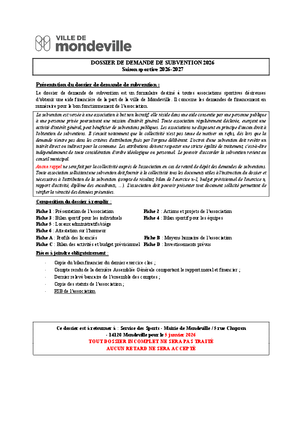 Subventions sport 2026